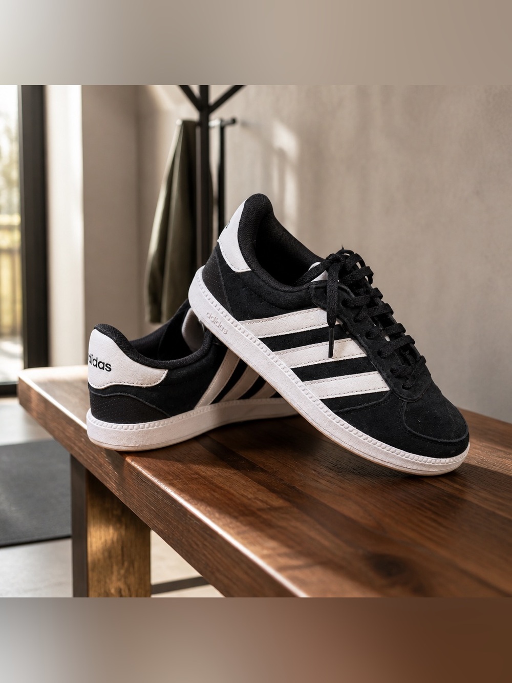adidas Black and White Casual Suede Sneakers